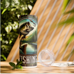 ReelSip 20 oz Skinny Bass Fishing Tumbler